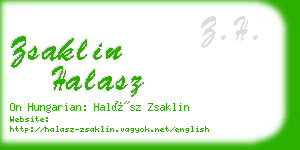 zsaklin halasz business card